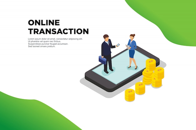 Online transaction isometric illustration