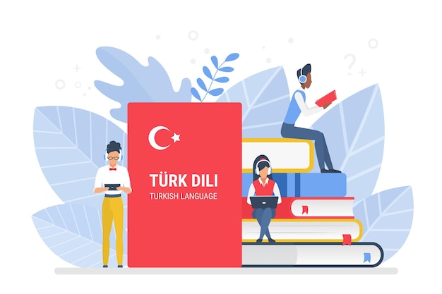 Online Turkish language courses, remote school or university concept