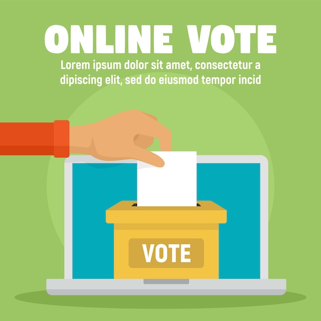 Online vote ballot box template, flat style