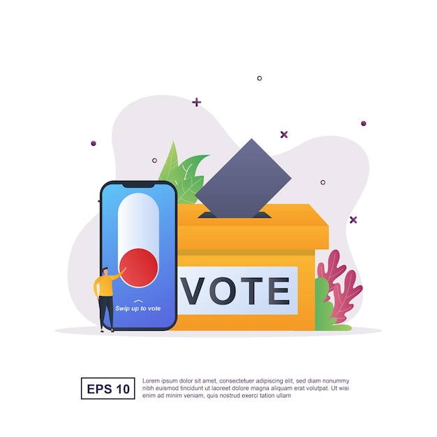 Online vote concept with the person sliding the button up to select.