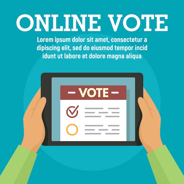 Online vote on tablet template, flat style