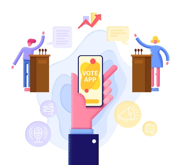 Online voting concept flat illustration