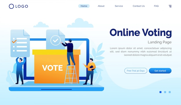 Online voting landing page website illustration flat design template