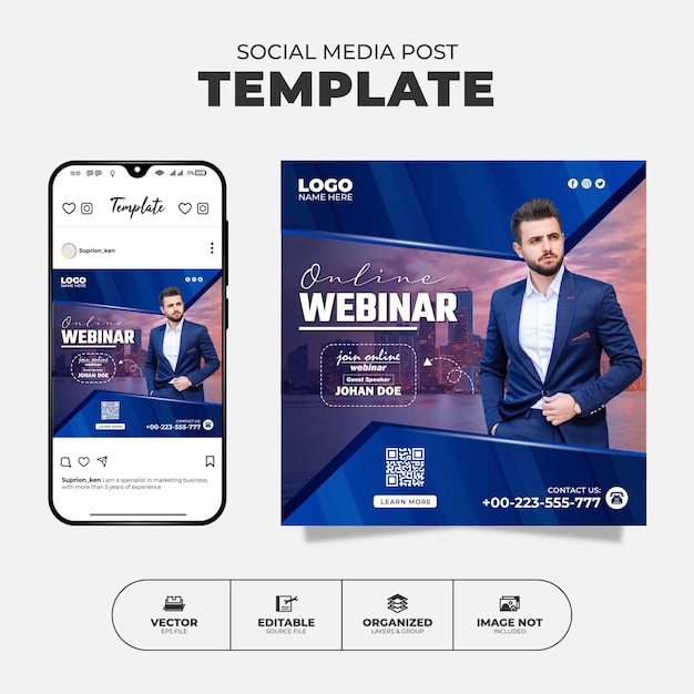 Online Webinar Social Media Instagram Post And Banner Template