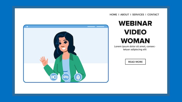 Vector online webinar video woman vector