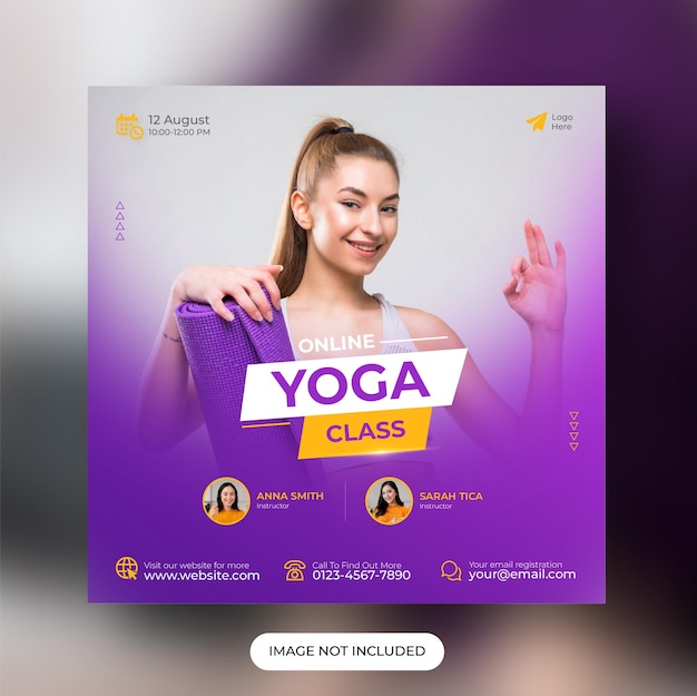 Online yoga class social media post template