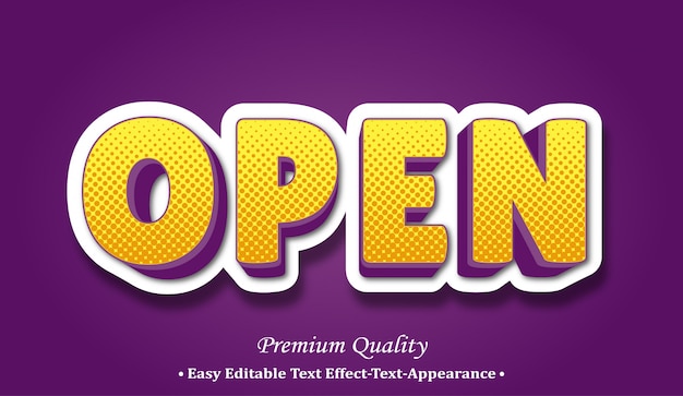 Open 3d font style effect