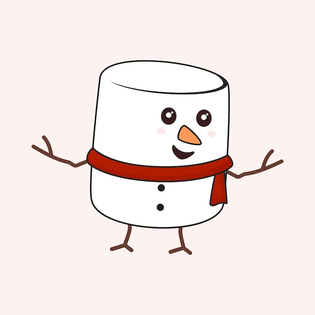 Open Arm Marshmallow Mascot And Wearing Scarf On Cosmic Latte Background