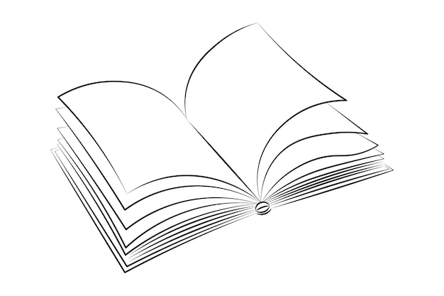 Open book book pages line art sketch Illustration vector