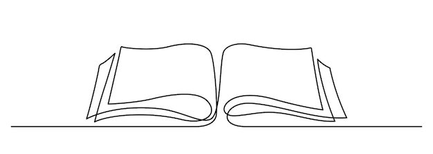 Open book continuous line drawing illustration