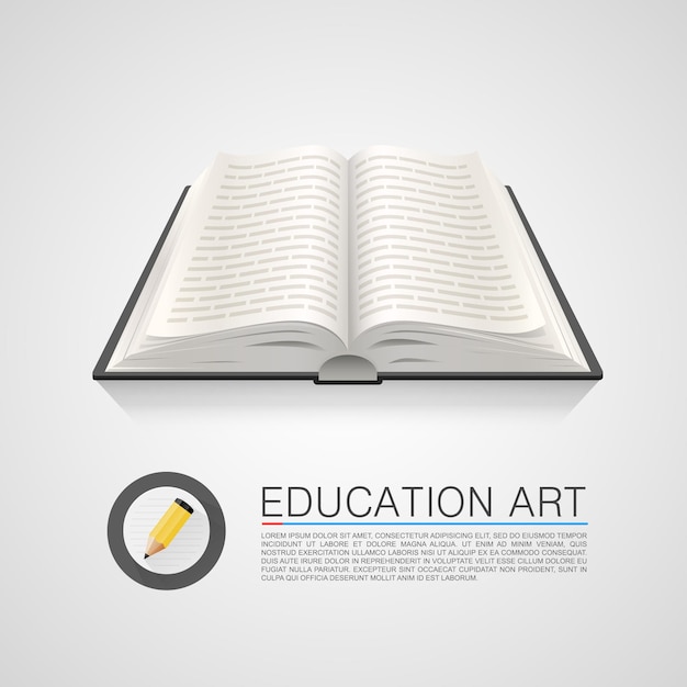 Open book education art on a white background . Vector illustration