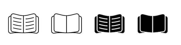 Open book icon pictogram set illustration