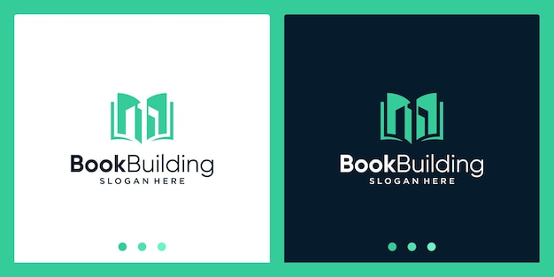 Open book logo design inspiration with building design logo. Premium Vector