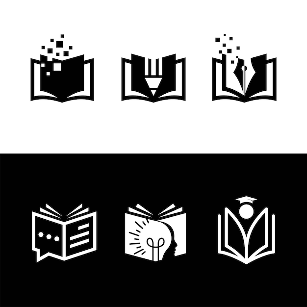 open book logo design vector icon. education symbol.