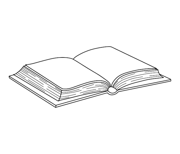 Open book outline illustration educational clip art for library university school online courses