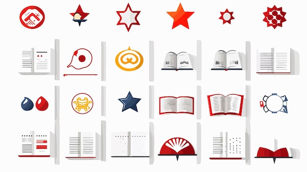 Vector open book pictograph with bonus decorative symbols