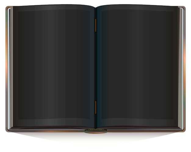 Open book with black blank sheet of page vector illustration