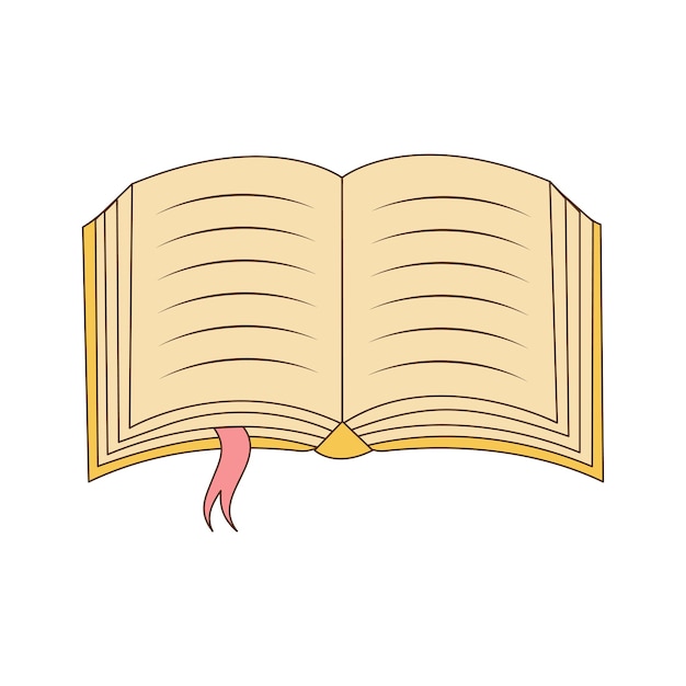 Open book with bookmark Colorful contour illustration