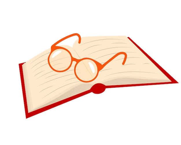 Open book with glasses reading concept Vector isolated icon