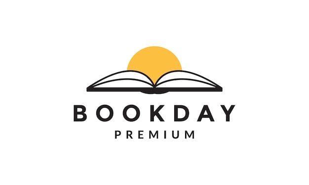 Open book with sunset logo symbol icon vector graphic design illustration