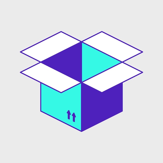 Open box isometric vector icon illustration