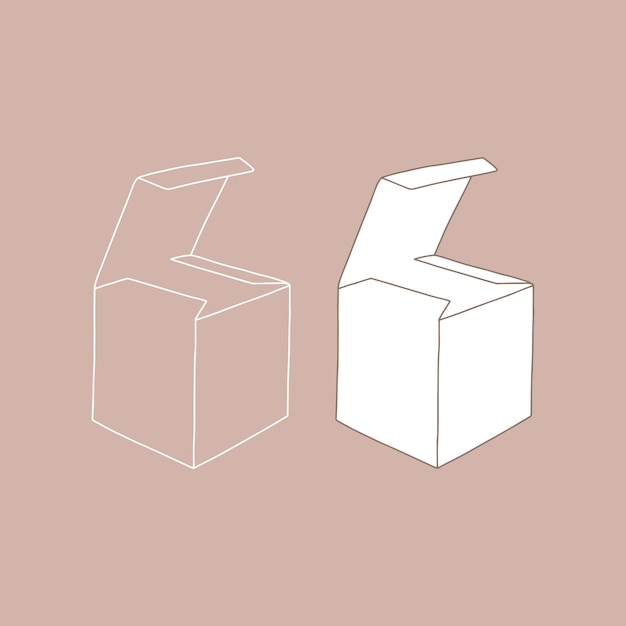 Open box mockup. Vector illustration. Empty cardboard container template.