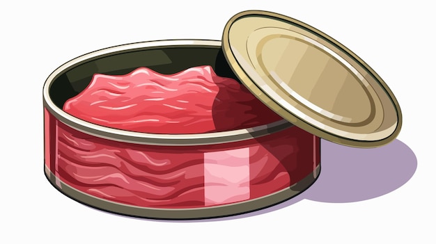 Vector open can of tuna meat on white background