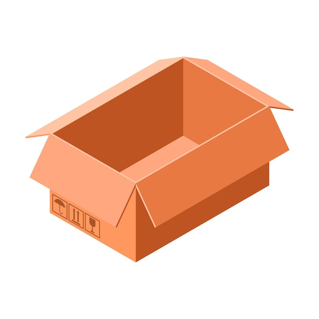 Open carton box icon Isometric of open carton box vector icon for web design isolated on white background