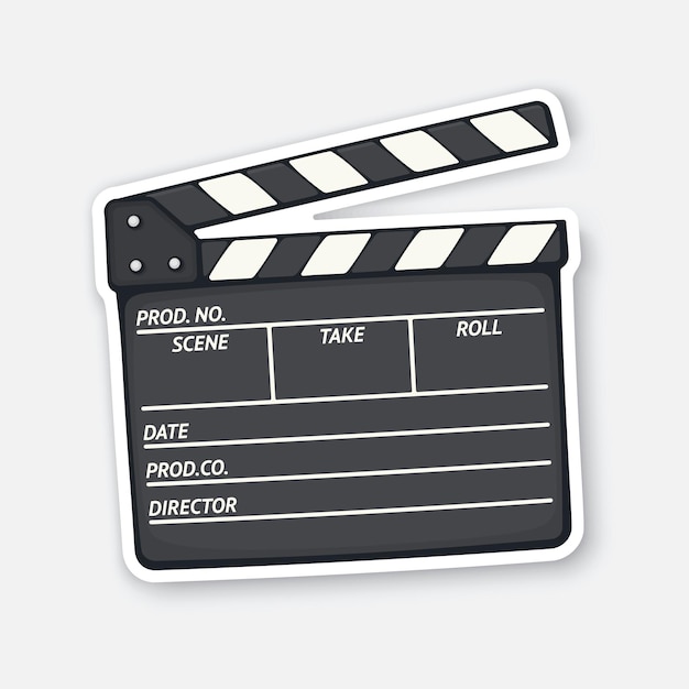 Open clapperboard used in cinema when shooting a film Movie industry Vector illustration