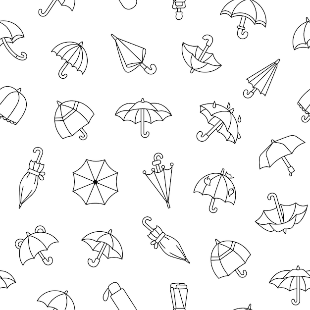 Vector open and closed umbrella coloring page