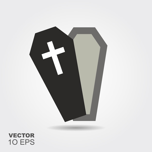 Open coffin Flat silhouette icon with shadow