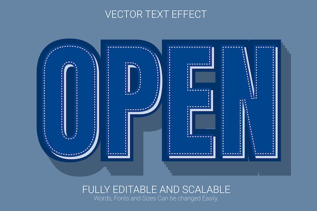 open editable text effect, blue color text style