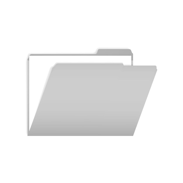 Open gray tabbed file folder with document inside vector template