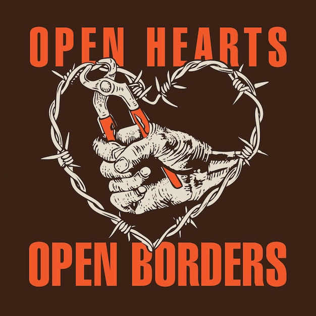 Open Hearts Open Borders Immigration Illustration