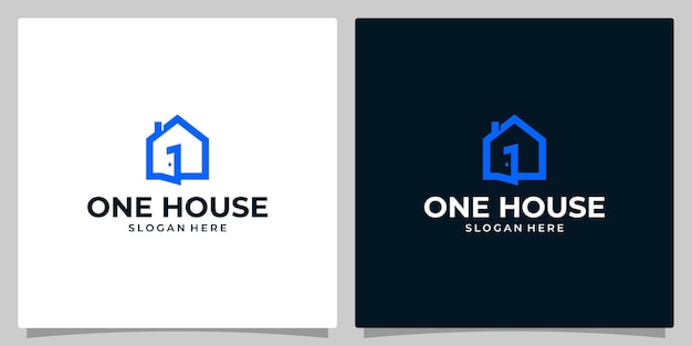 Open house logo template design with number one shape premium vector