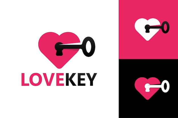 Open key love logo template premium vector