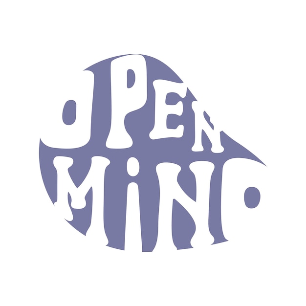 Open mind lettering in groovy style violet color