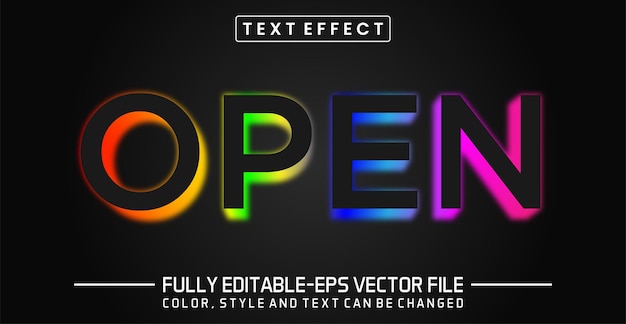 Open Modern Neon bright text effect Full editable text