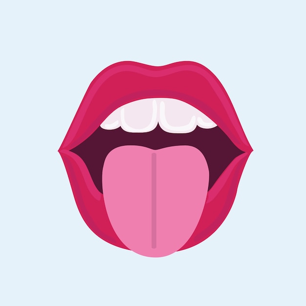 Open mouth sticking out tongue vector illustration