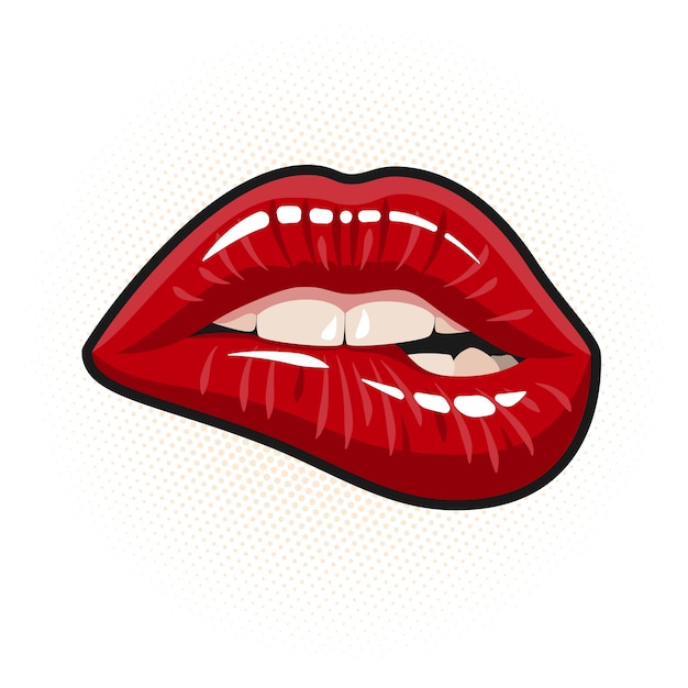 Open Mouth with Red Lips Biting