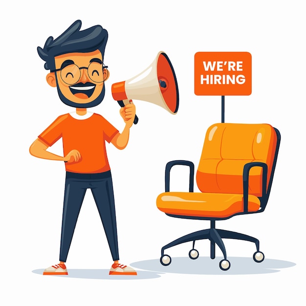 Vector open positions were hiring join our team flat design illustration