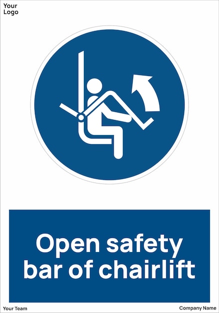 Open safety bar of chairlift signs symbols standard iso 7010