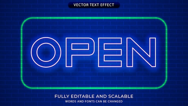 open text neon effect editable eps file