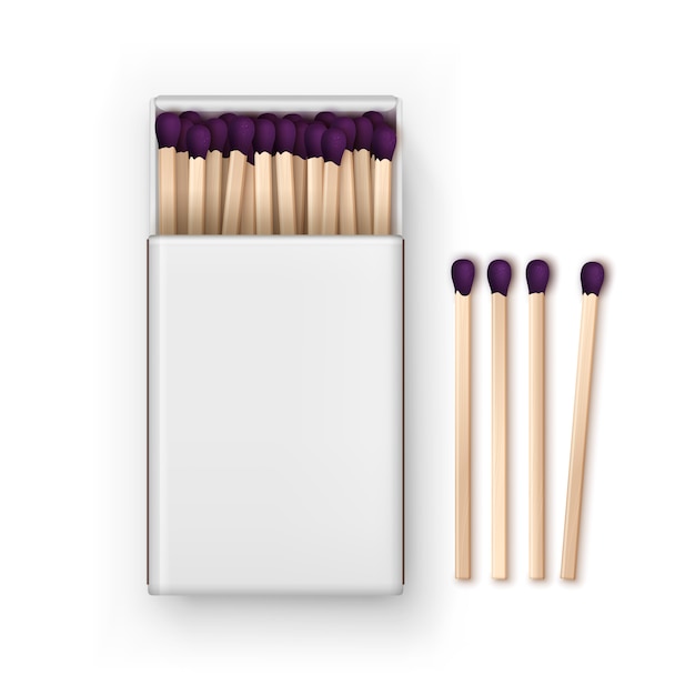 Opened Blank Box Of Purple Matches Top View 