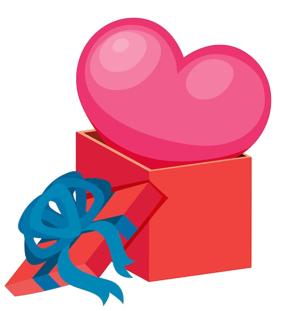 Vector opened gift box with a pink heart