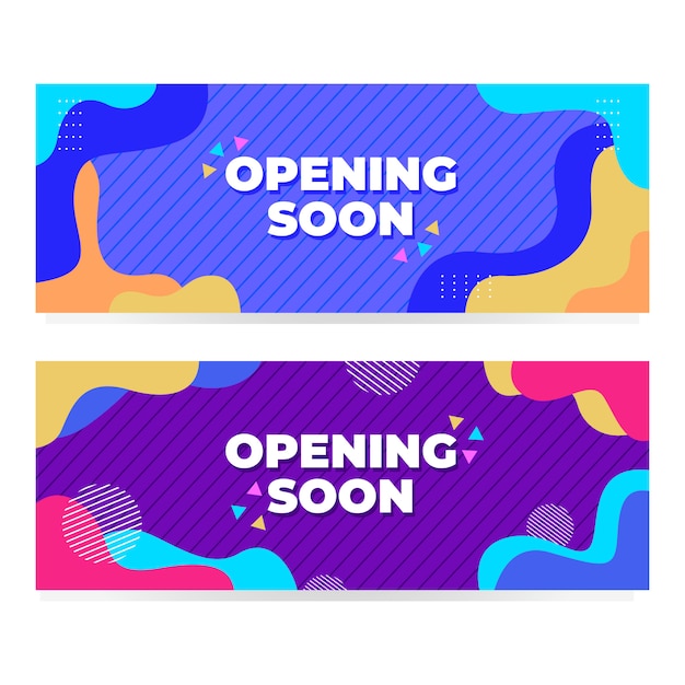 OPENING SOON Banner with modern memphis design