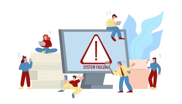 Operating system failure or error banner flat vector illustration isolated