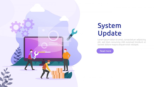 Operation system update progress concept. data synchronize process and installation program.