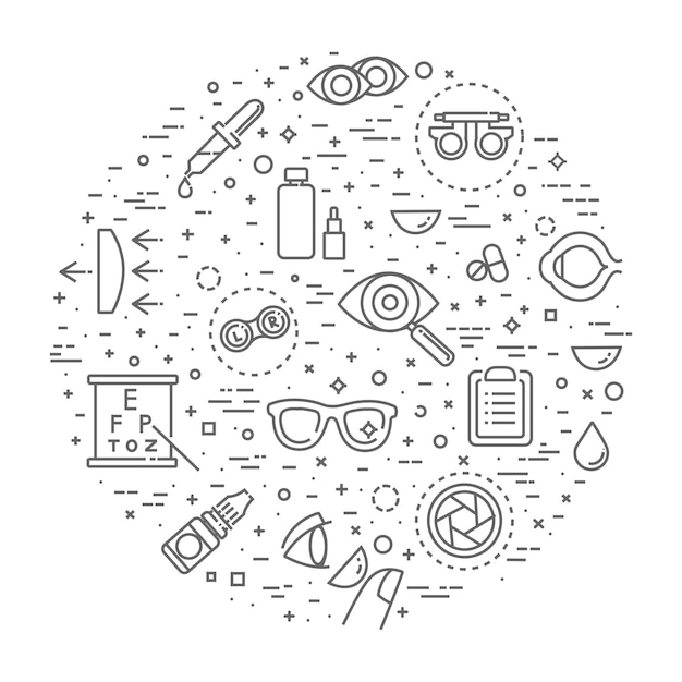 Ophthalmology concept illustration thin line flat design