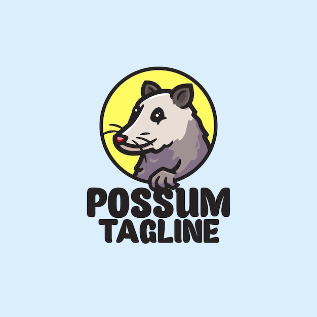 Vector opossum character logo mascot cartoon cute vector illustration